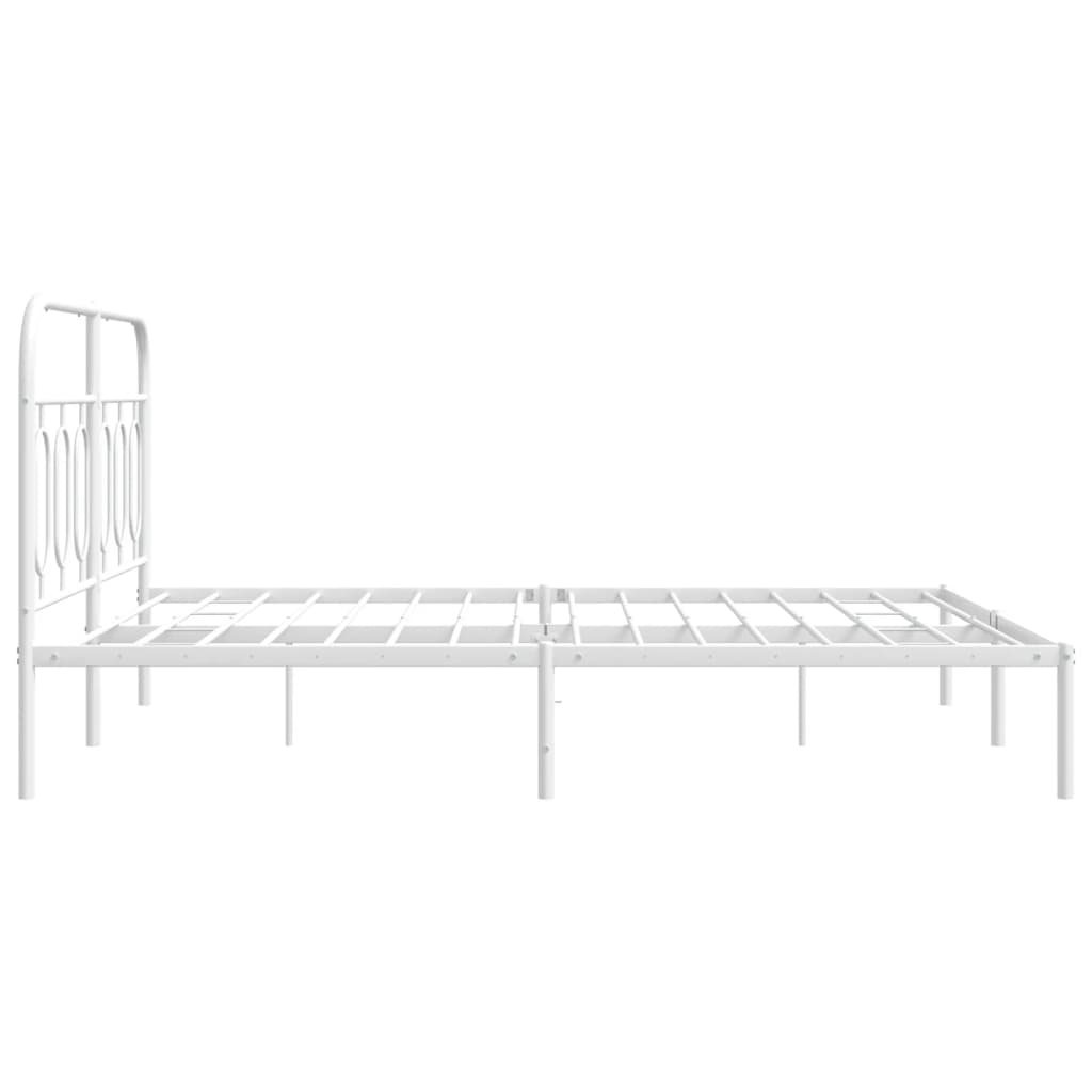 Metal Bed Frame without Mattress with Headboard White 135x190 cm