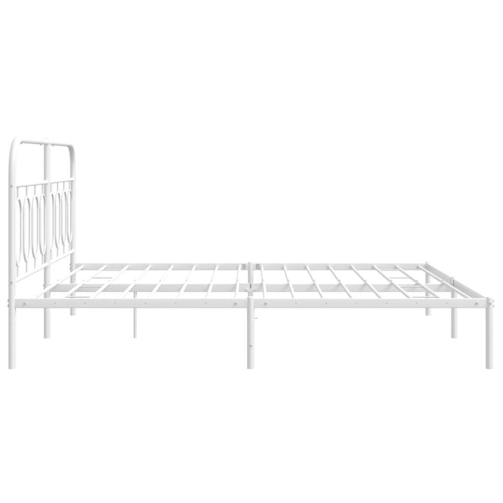 Metal Bed Frame without Mattress with Headboard White 183x203 cm King