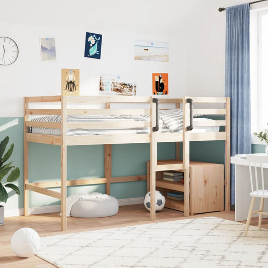 Kids' Loft Bed without Mattress 92x187 cm Single Solid Wood Pine