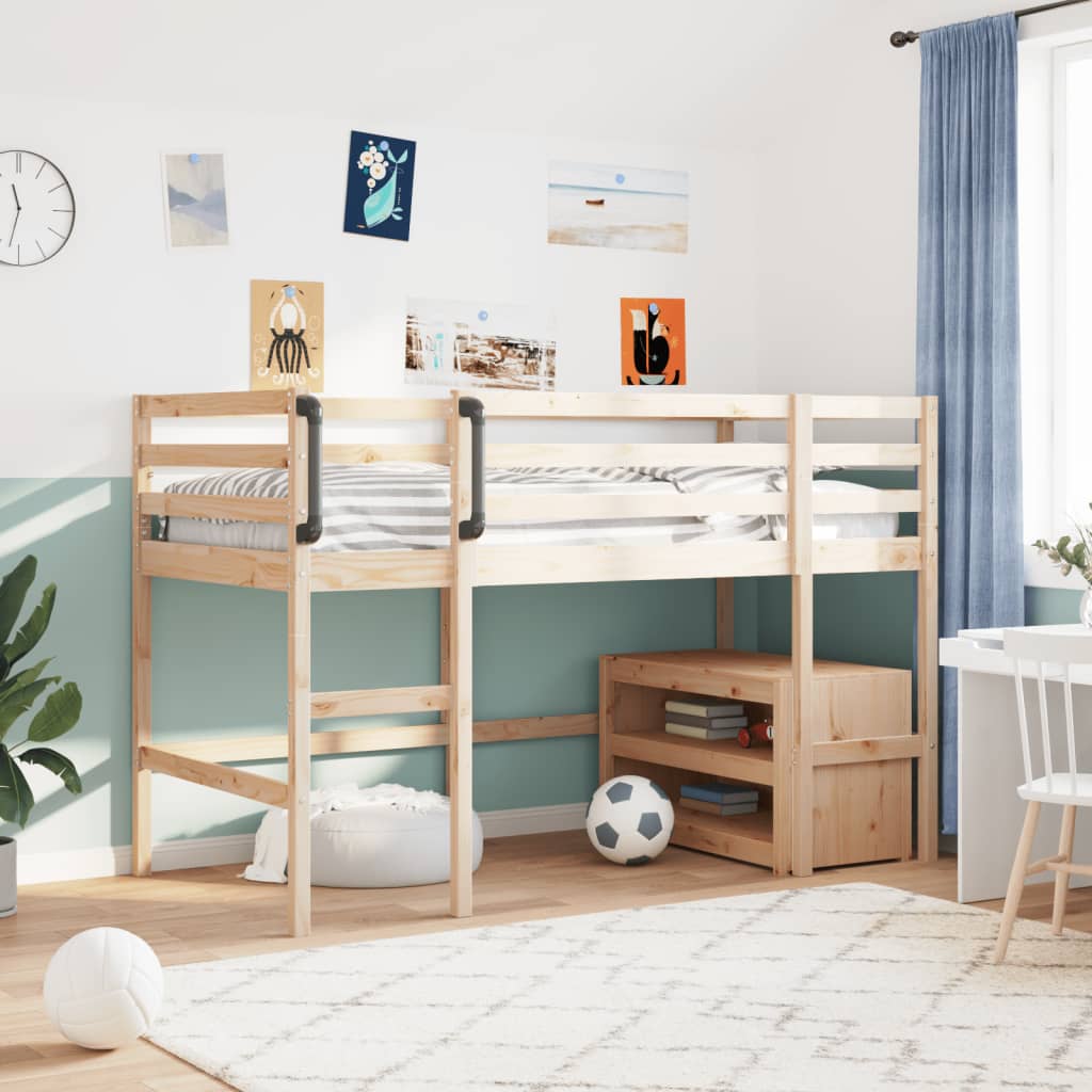 Kids' Loft Bed without Mattress 92x187 cm Single Solid Wood Pine