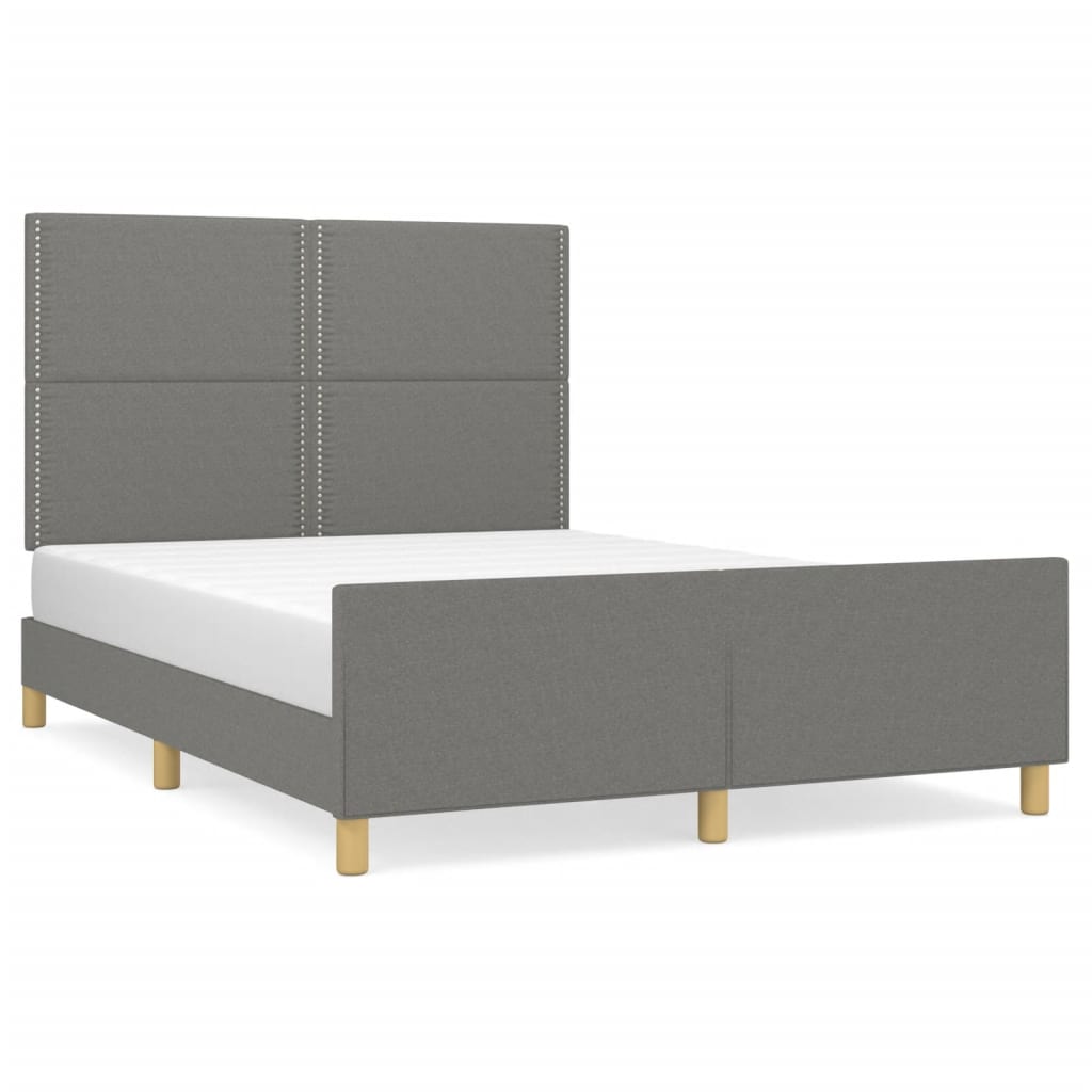 Bed Frame without Mattress Dark Grey 137x187 cm Double Fabric