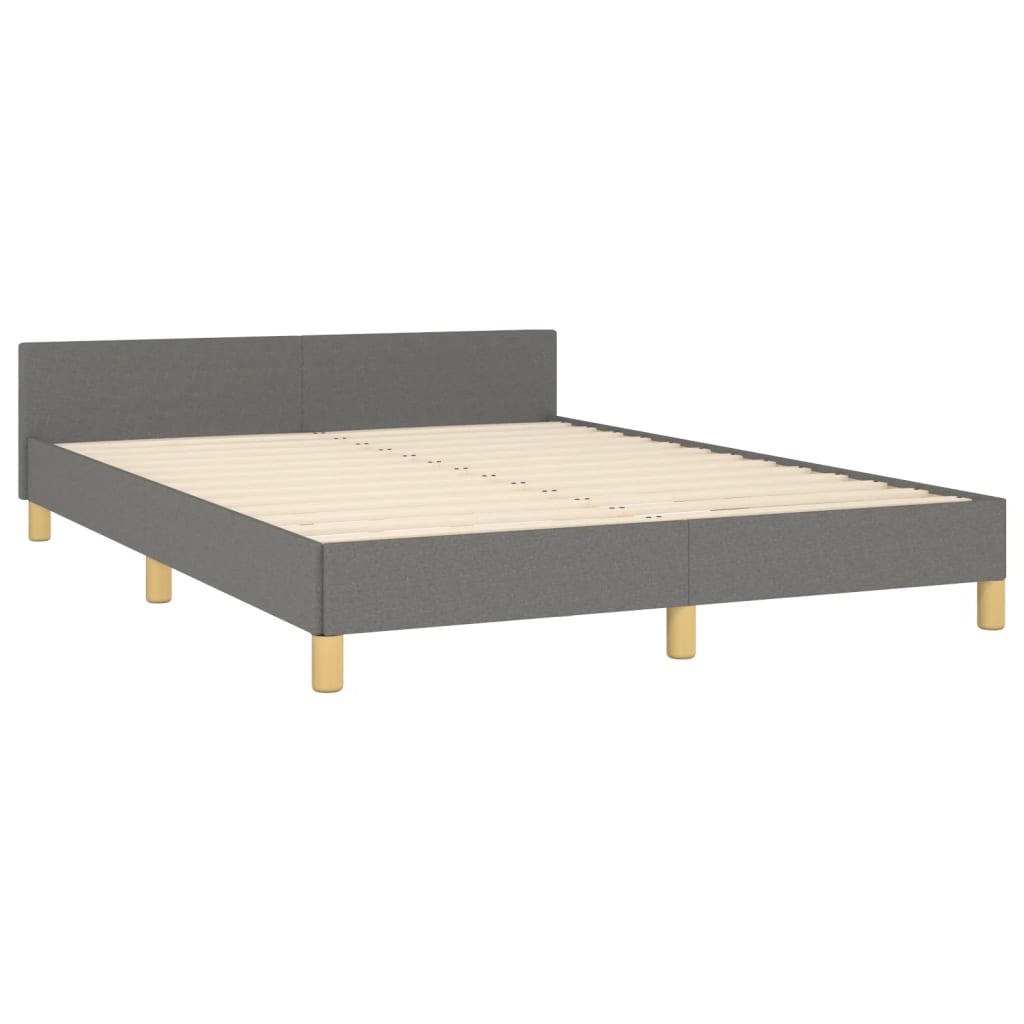 Bed Frame without Mattress Dark Grey 137x187 cm Double Fabric