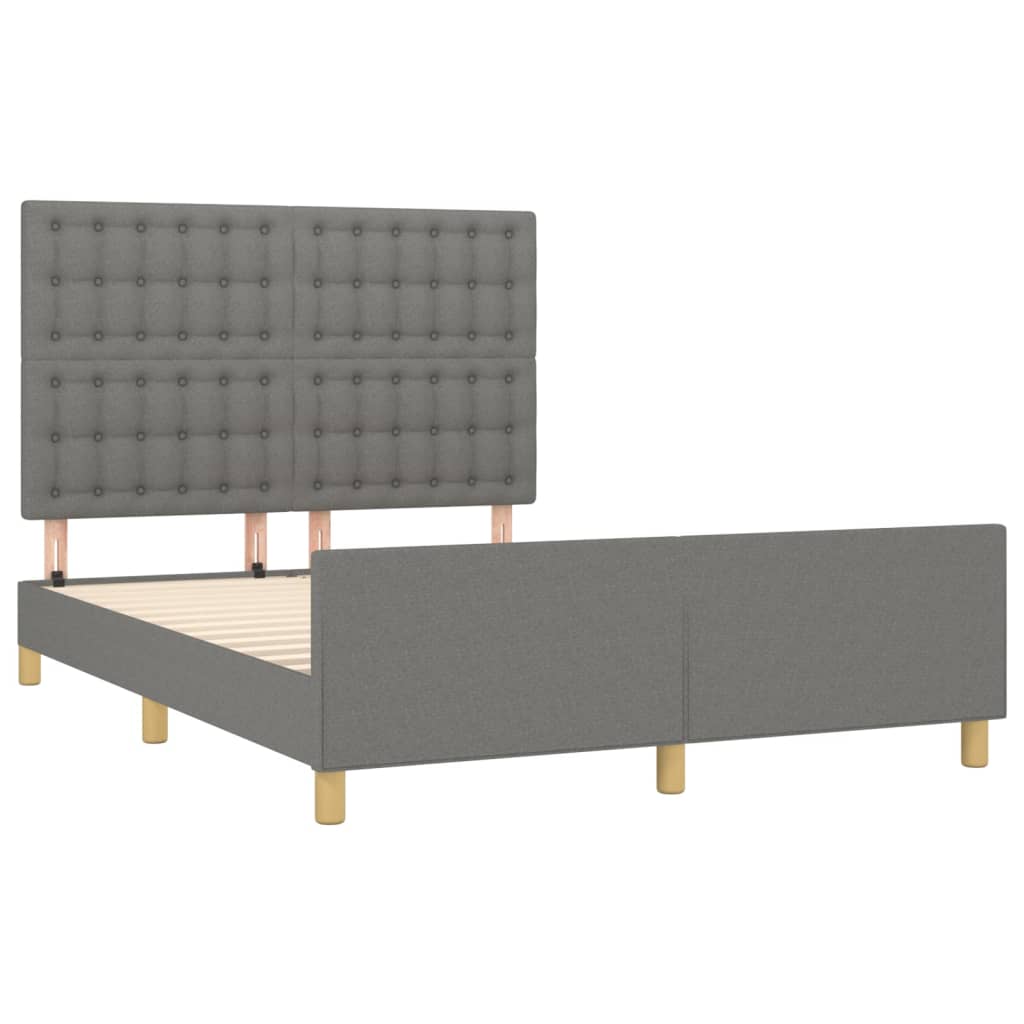 Bed Frame without Mattress Dark Grey 137x187 cm Double Fabric