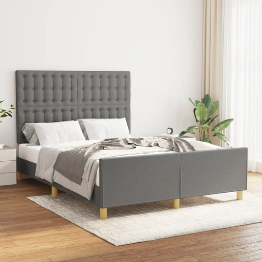 Bed Frame without Mattress Dark Grey 137x187 cm Double Fabric