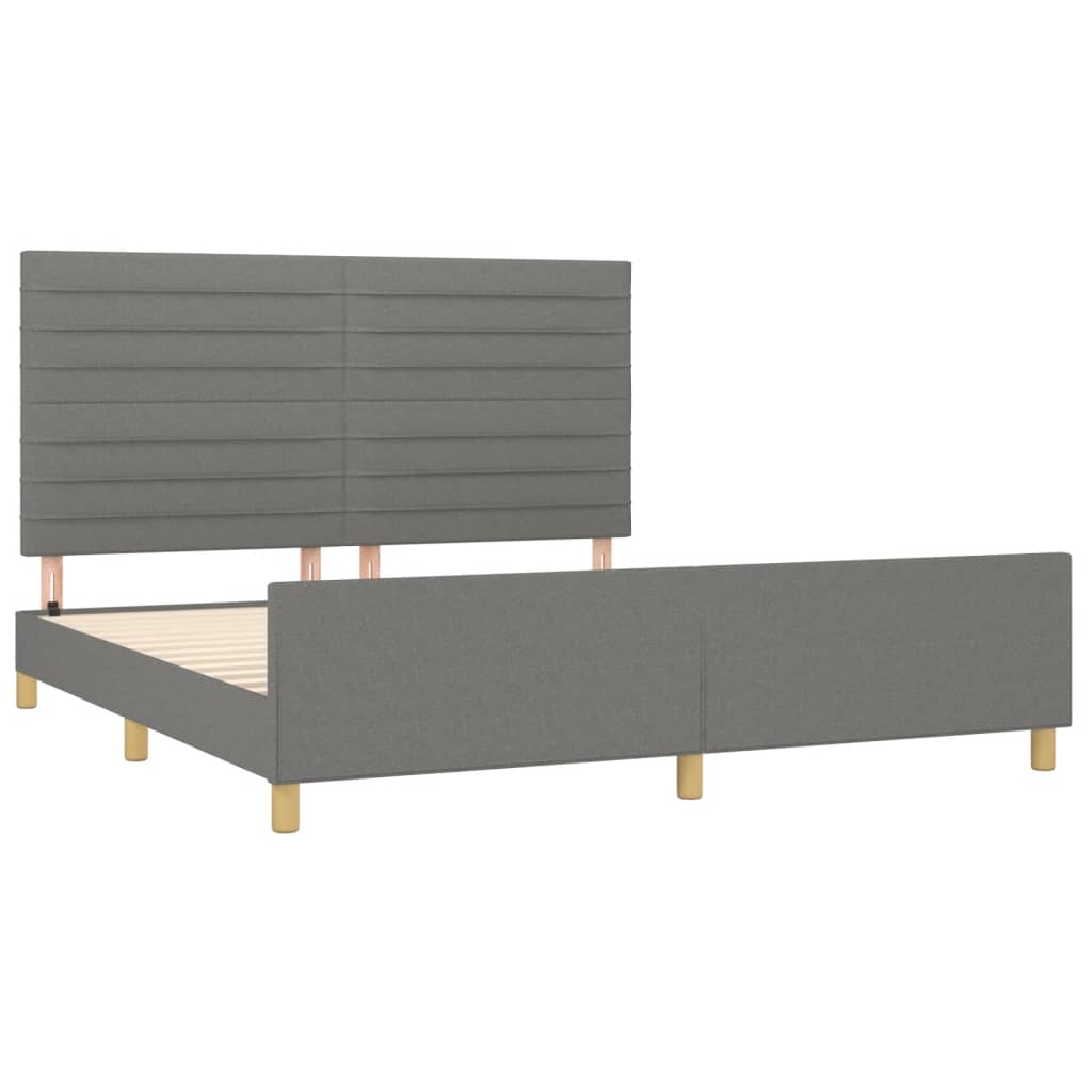 Bed Frame with Headboard Dark Grey 153x203 cm Queen Size Fabric