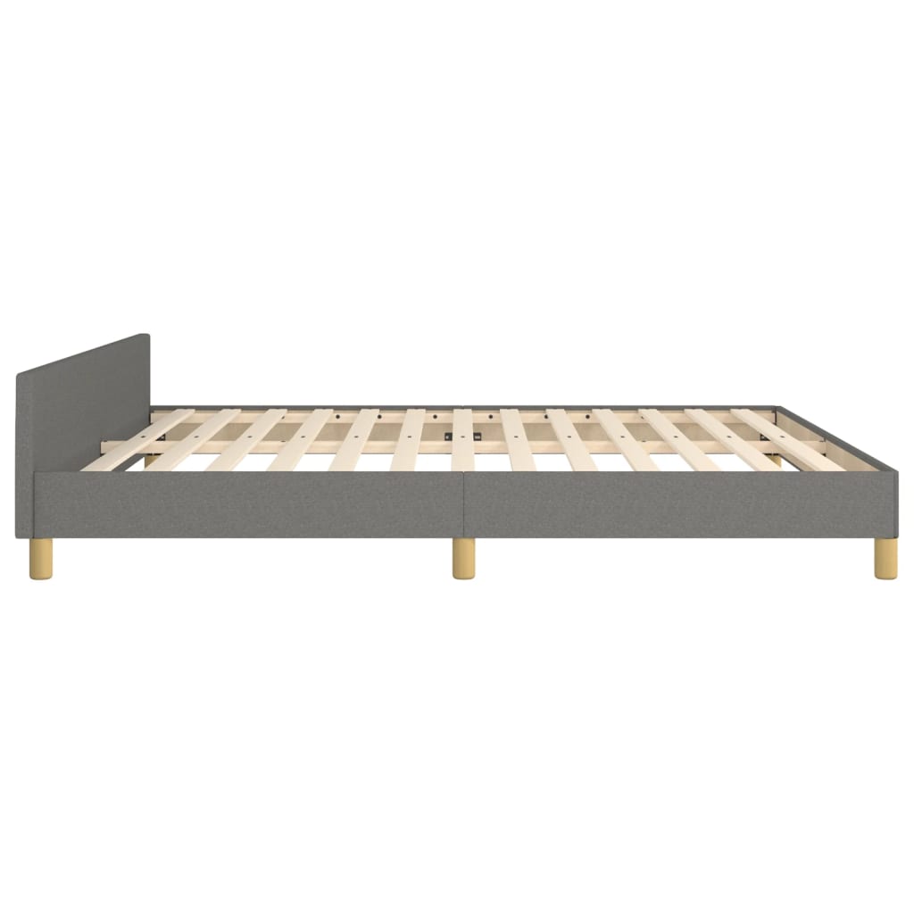 Bed Frame with Headboard Dark Grey 153x203 cm Queen Size Fabric