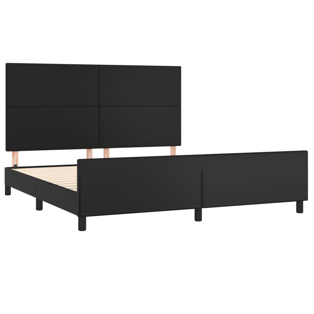 Bed Frame without Mattress Black 152x203 cm Queen Faux Leather