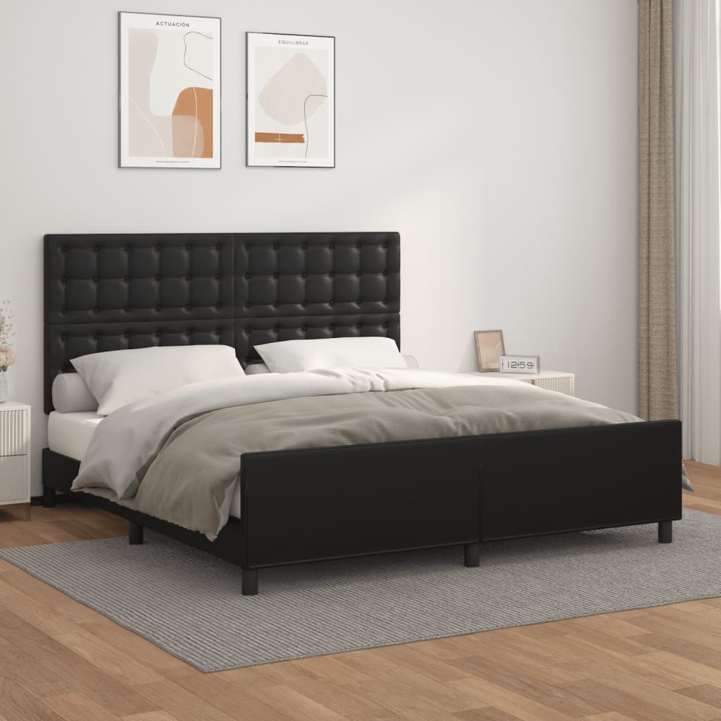 Bed Frame without Mattress Black 152x203 cm Queen Faux Leather