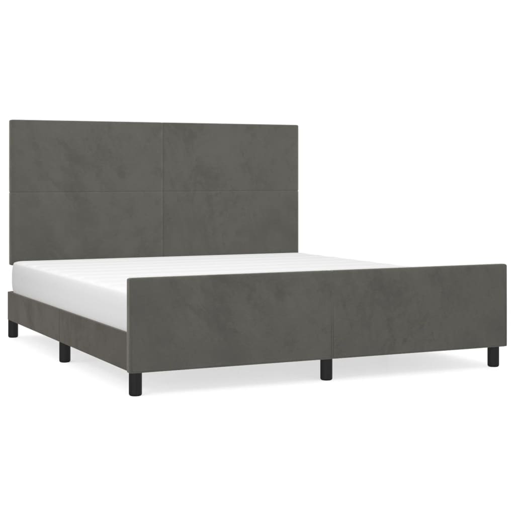 Bed Frame without Mattress Dark Grey 152x203 cm Queen Velvet