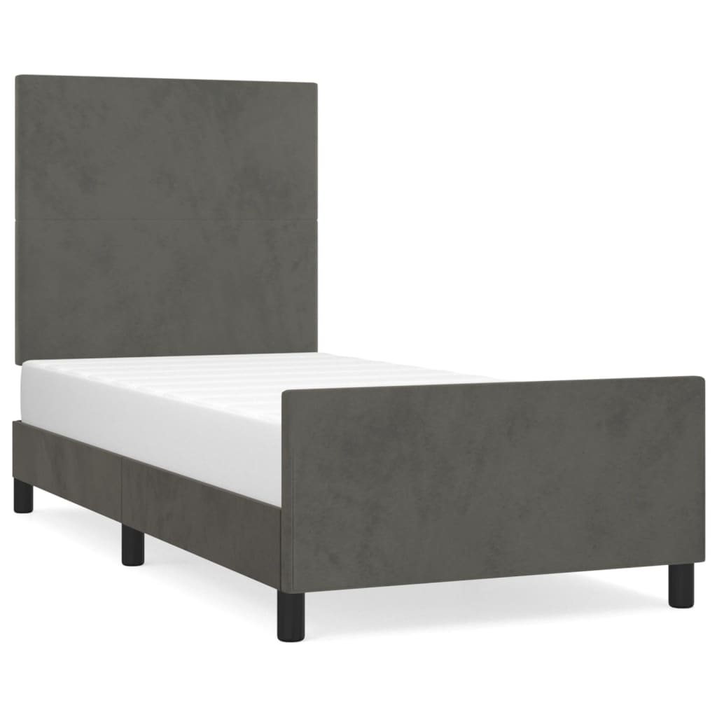 Bed Frame with Headboard Dark Grey 106x203 cm King Single Size Velvet