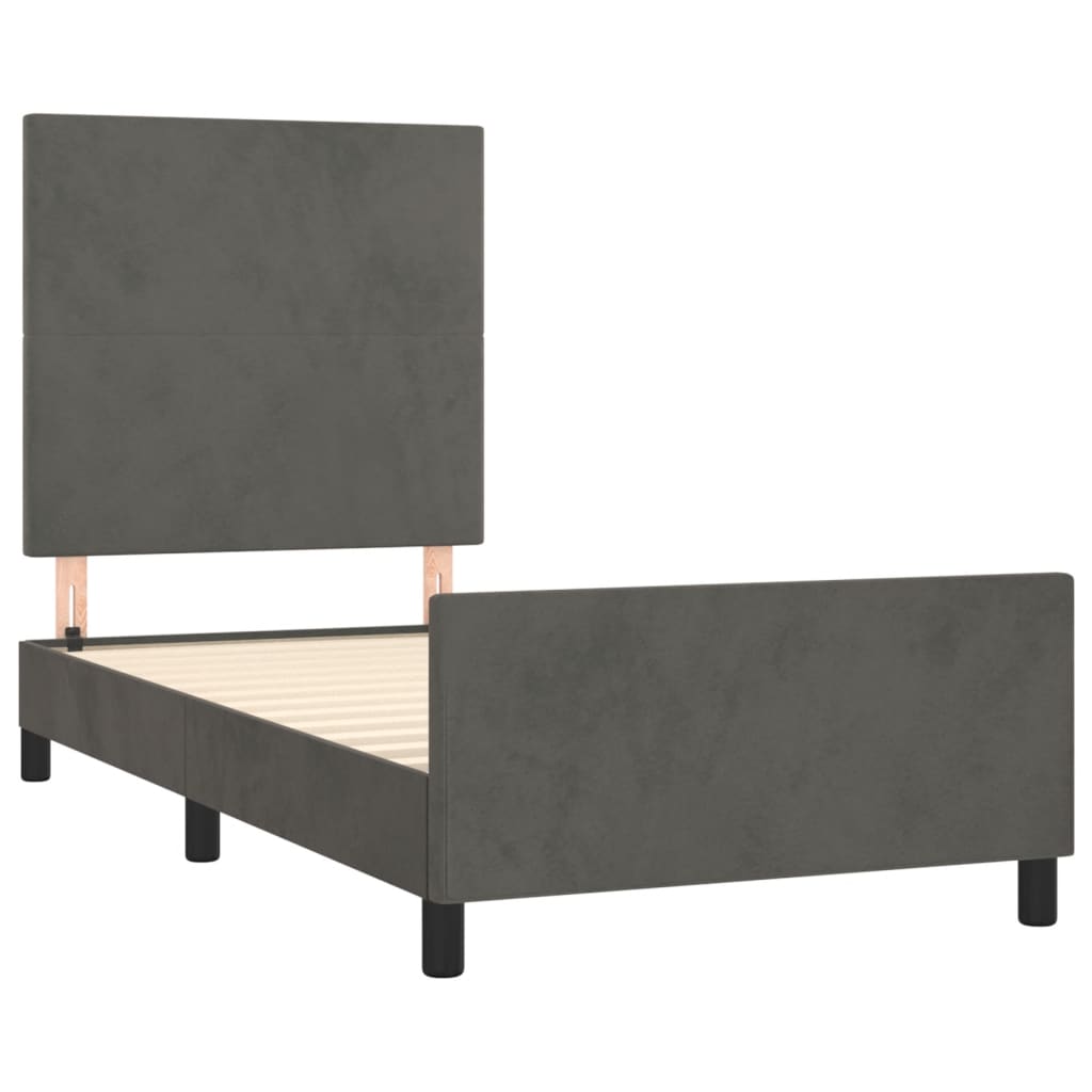 Bed Frame with Headboard Dark Grey 106x203 cm King Single Size Velvet