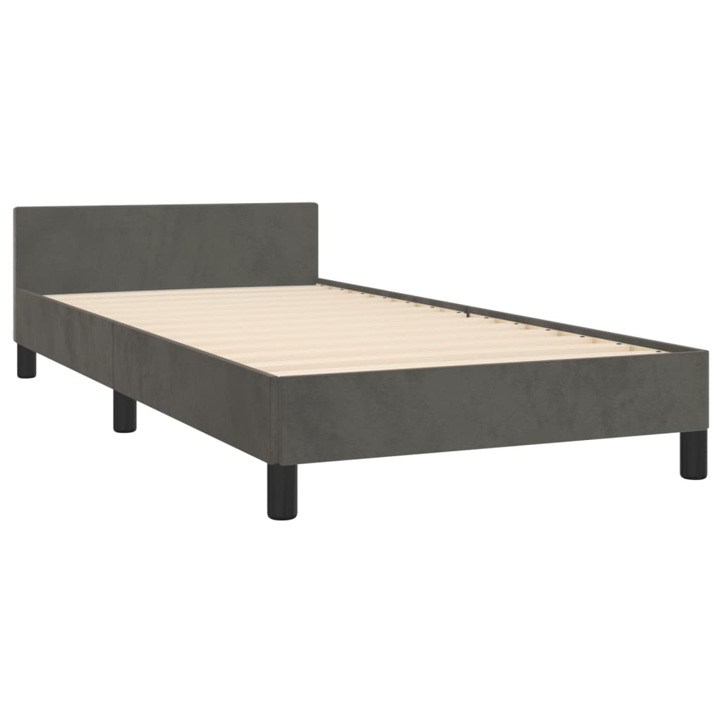 Bed Frame with Headboard Dark Grey 106x203 cm King Single Size Velvet