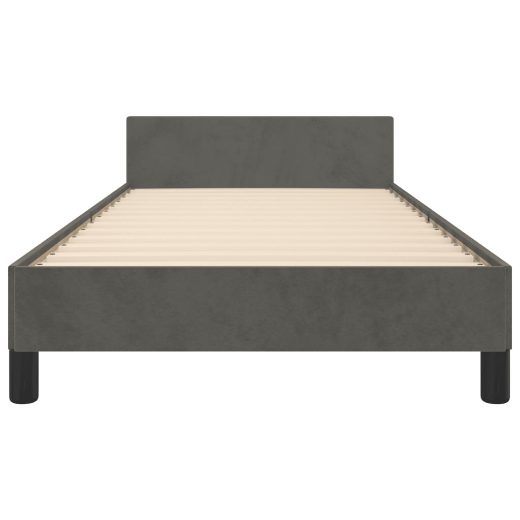 Bed Frame with Headboard Dark Grey 106x203 cm King Single Size Velvet