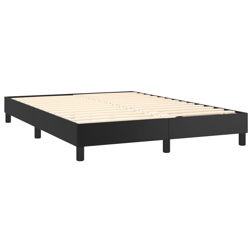 Box Spring Bed with Mattress Black 153x203 cm Queen Size Faux Leather