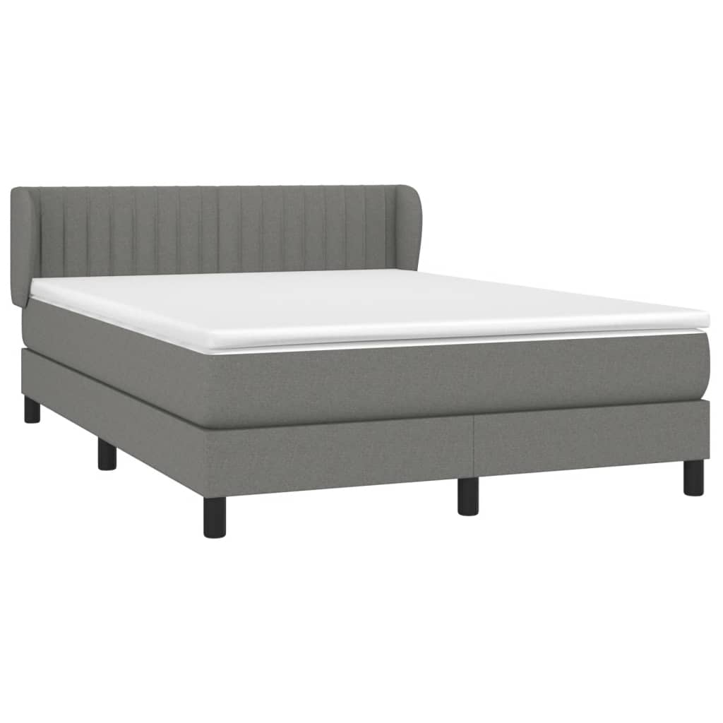 Box Spring Bed with Mattress Dark Grey 153x203 cm Queen Size Fabric