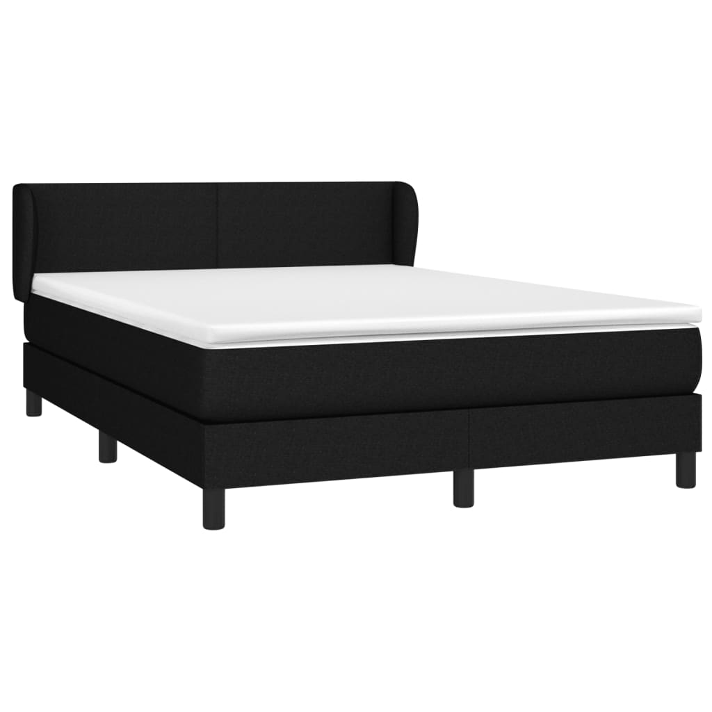 Box Spring Bed with Mattress Black 137x187 cm Double Size Faux Leather