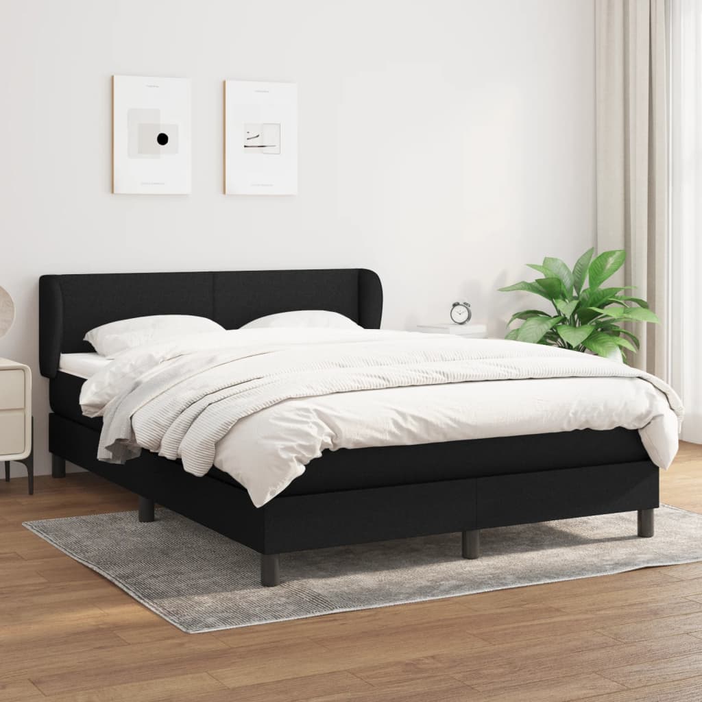 Box Spring Bed with Mattress Black 153x203 cm Queen Size Faux Leather