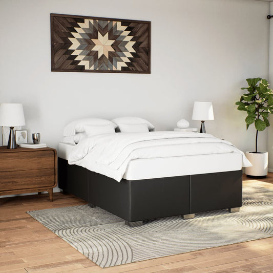 Bed Frame without Mattress Black Double Faux Leather