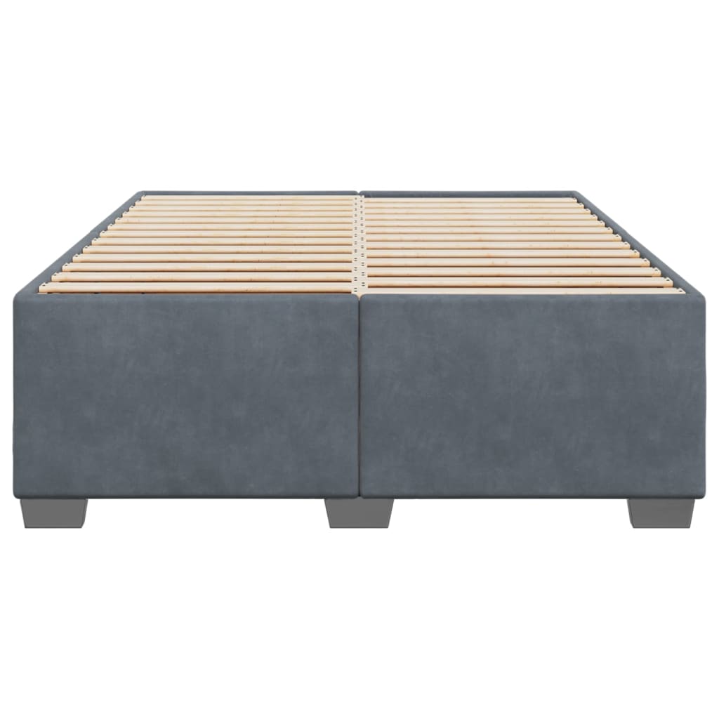 Bed Frame without Mattress Dark Grey Queen Velvet