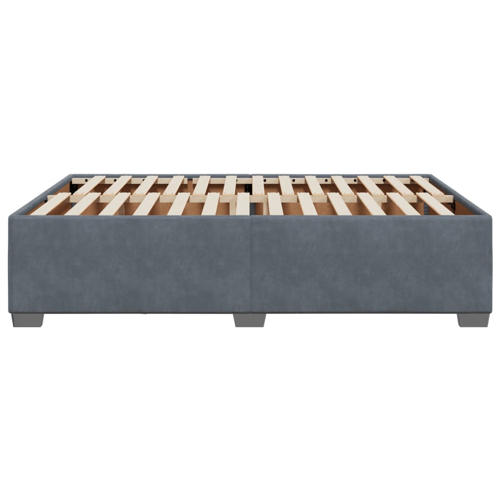 Bed Frame without Mattress Dark Grey Queen Velvet