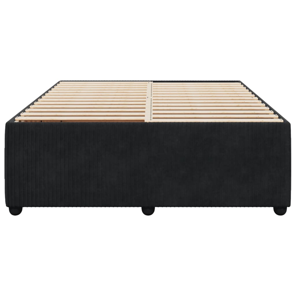 Bed Frame without Mattress Black Queen Velvet