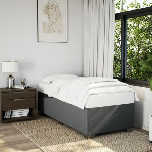 Box Spring Bed with Mattress Dark Grey King Single Fabric