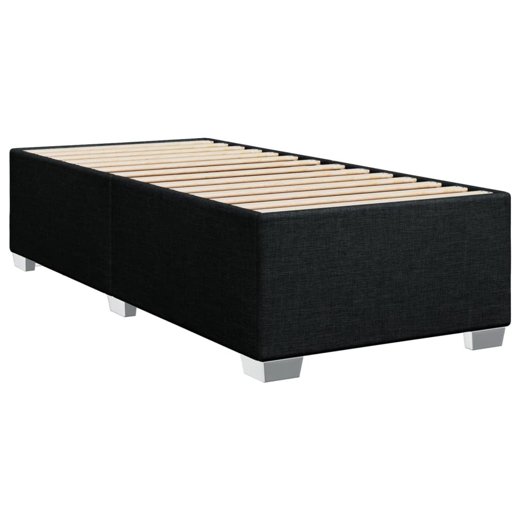 Box Spring Bed with Mattress Black King Single Fabric