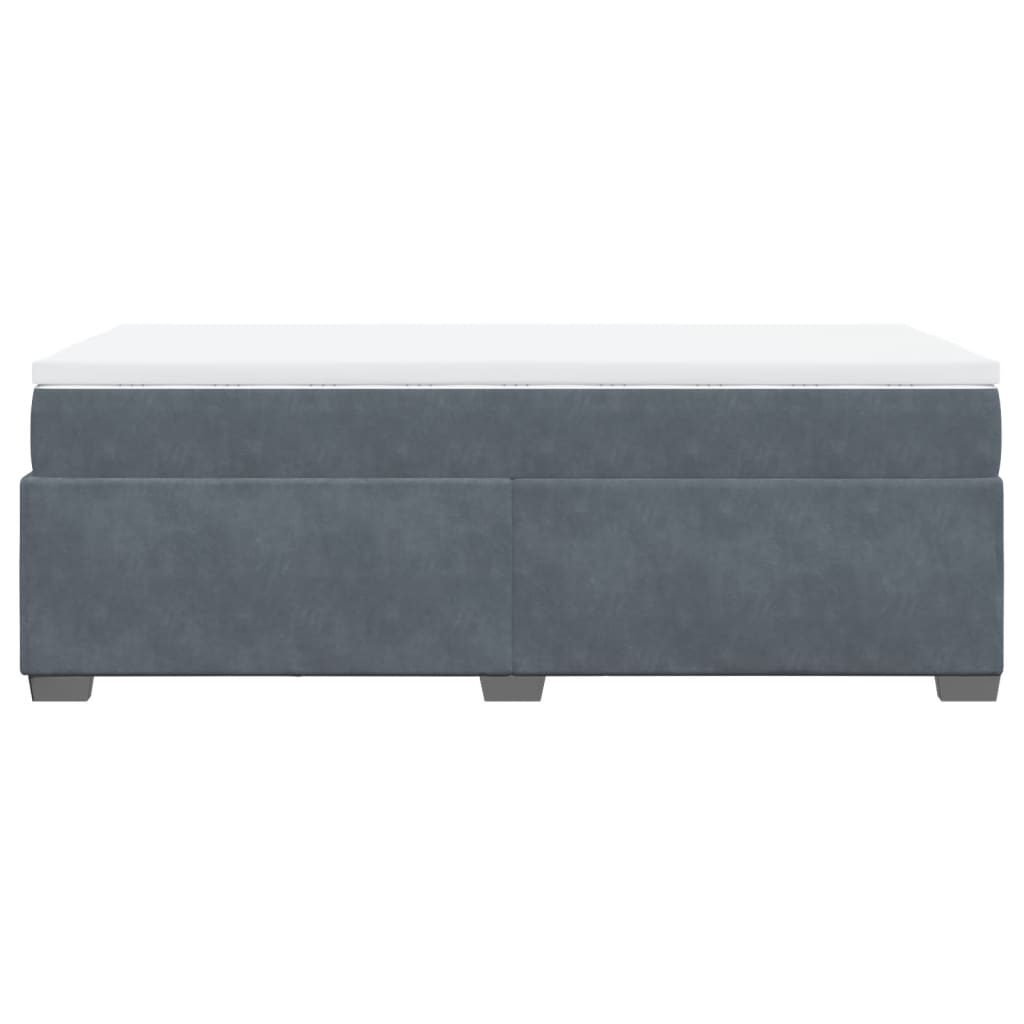 Box Spring Bed with Mattress Dark Grey King Single Velvet