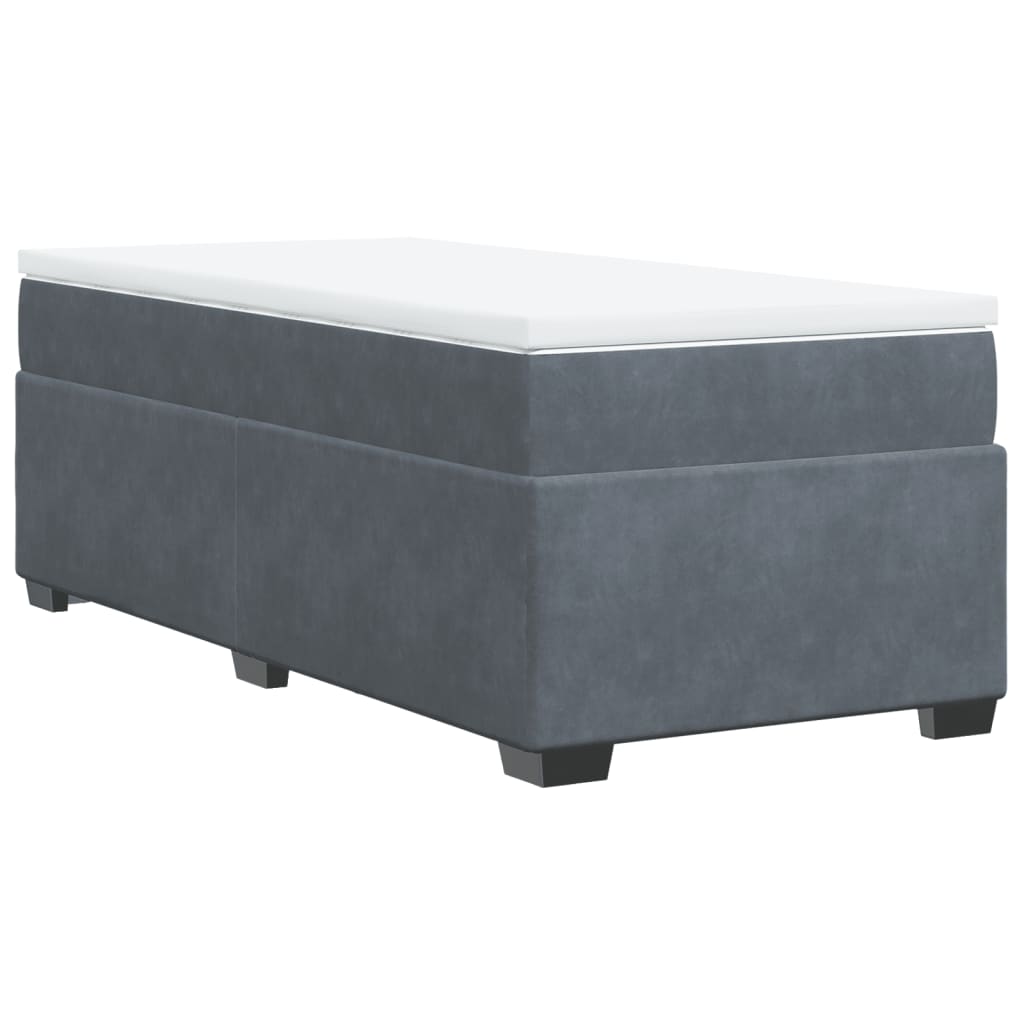 Box Spring Bed with Mattress Dark Grey King Single Velvet