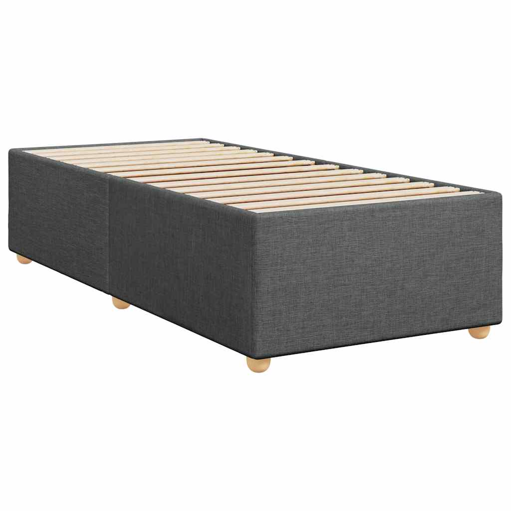 Box Spring Bed with Mattress Dark Grey King Single Fabric