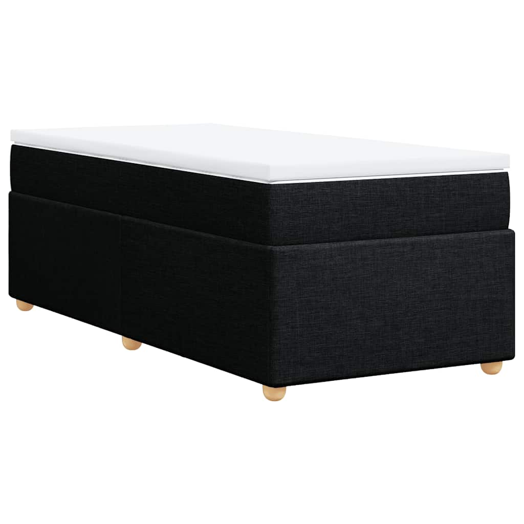 Box Spring Bed with Mattress Black King Single Fabric