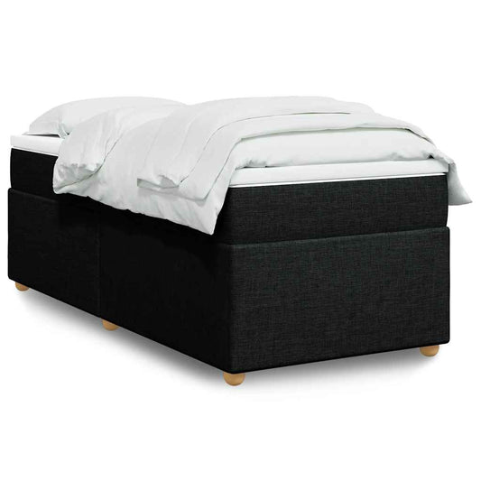 Box Spring Bed with Mattress Black King Single Fabric