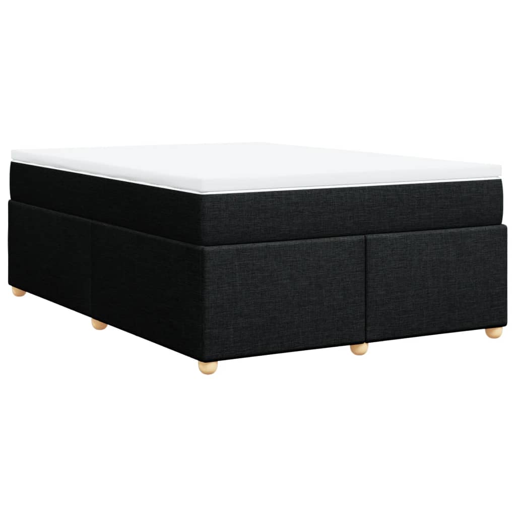 Box Spring Bed with Mattress Black Double Fabric