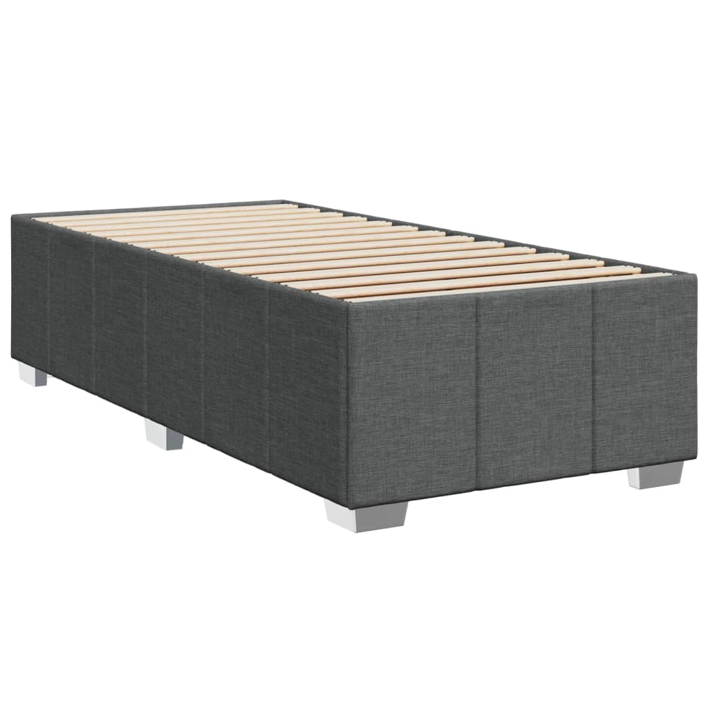 Box Spring Bed with Mattress Dark Grey King Single Size Fabric