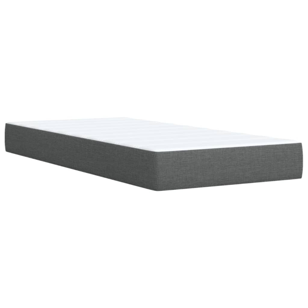 Box Spring Bed with Mattress Dark Grey King Single Size Fabric