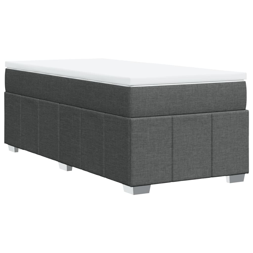 Box Spring Bed with Mattress Dark Grey King Single Size Fabric