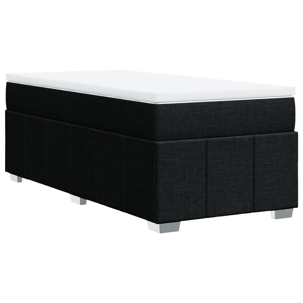 Box Spring Bed with Mattress Black King Single Fabric