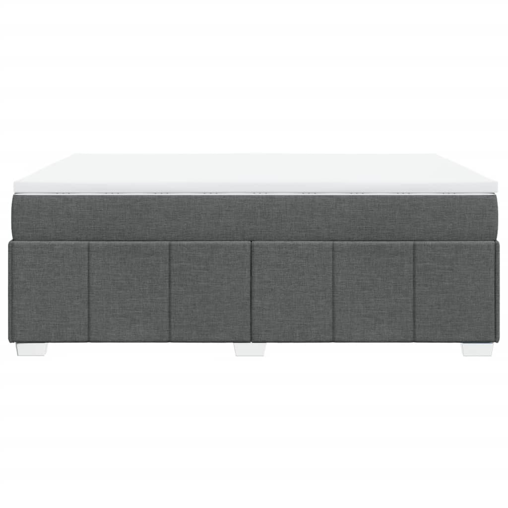 Box Spring Bed with Mattress Dark Grey Double Size Fabric