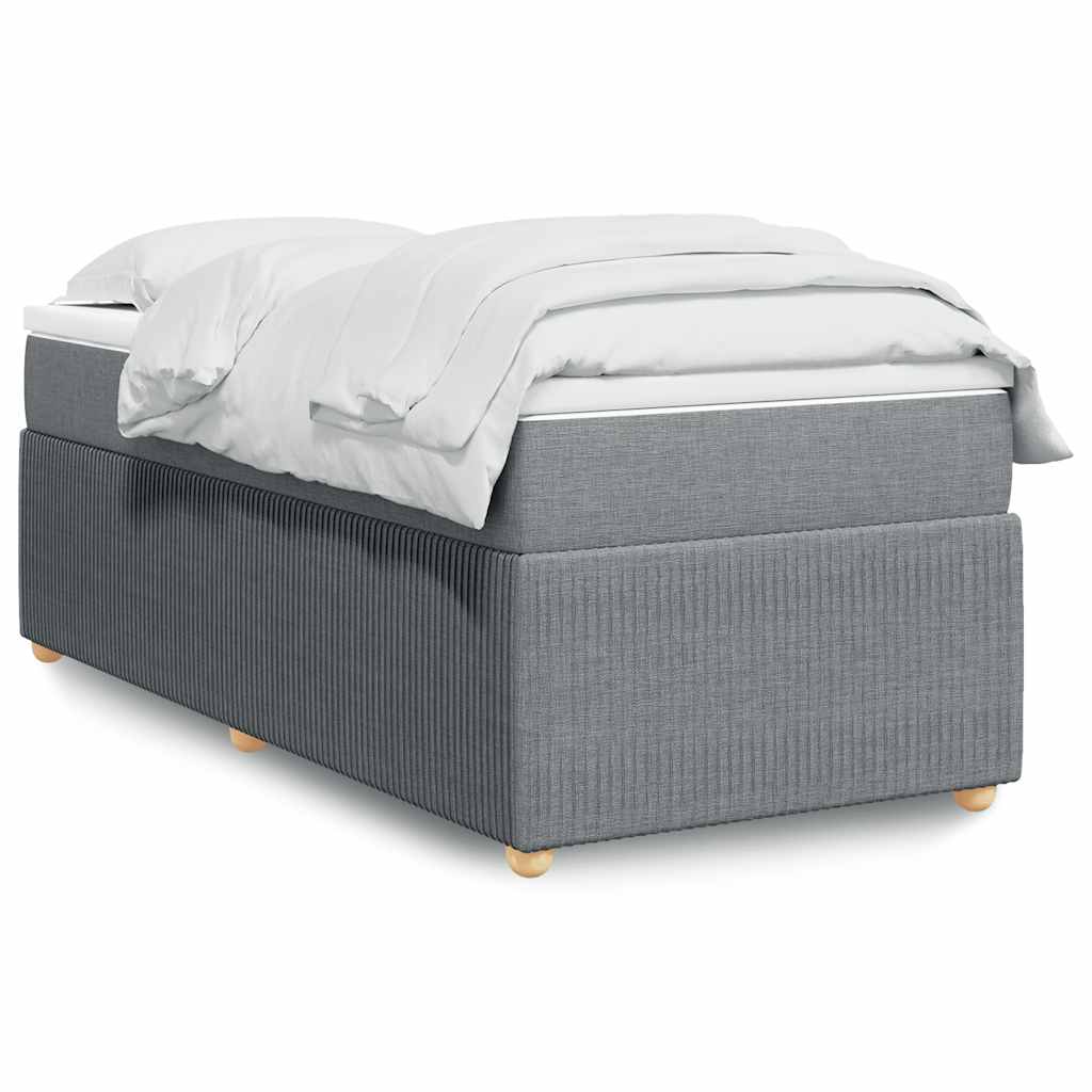 Box Spring Bed with Mattress Dark Grey King Single Fabric