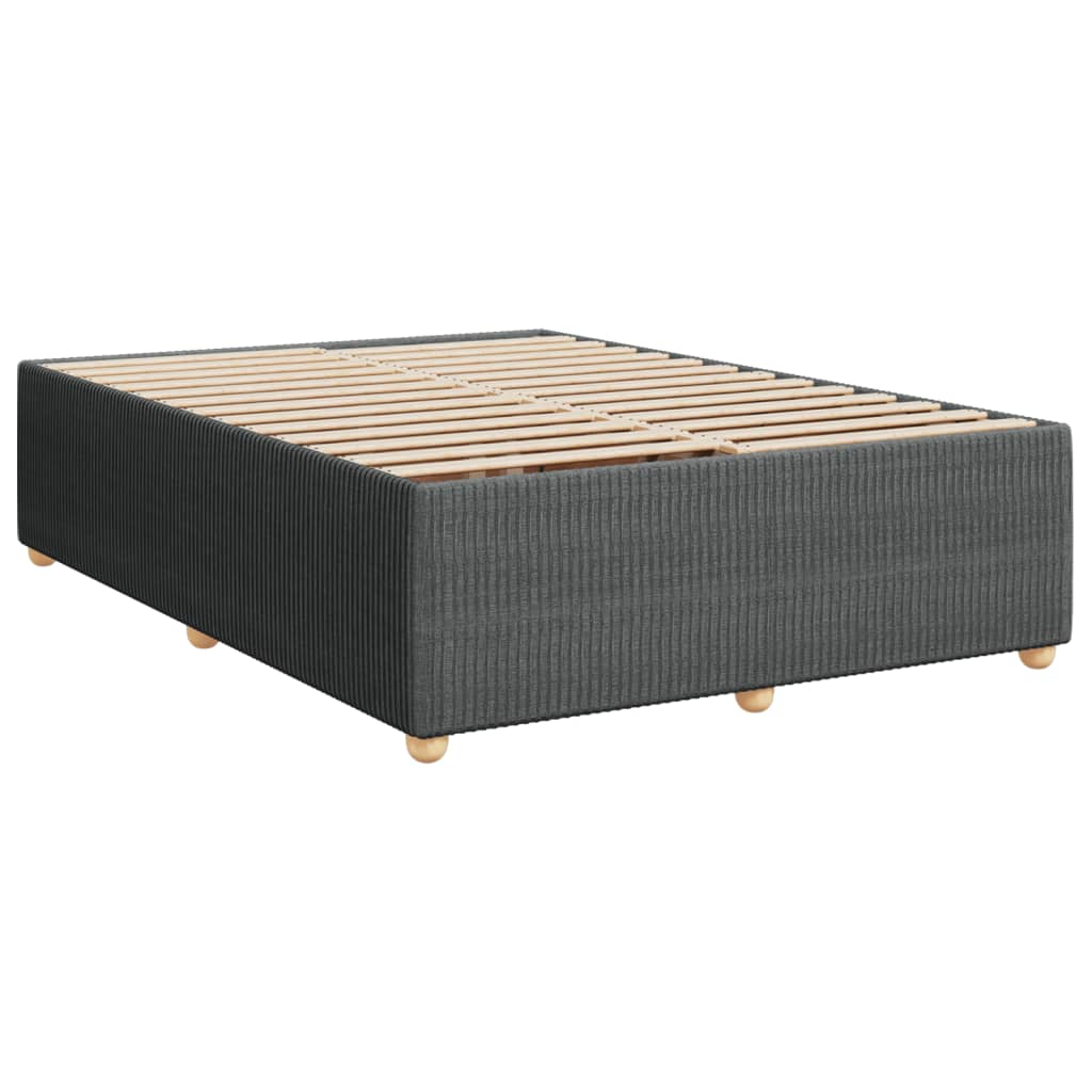 Box Spring Bed with Mattress Black Queen Fabric