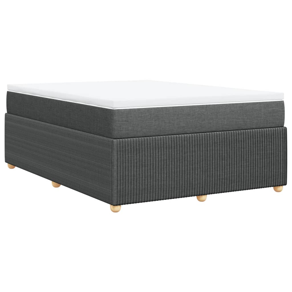 Box Spring Bed with Mattress Black Queen Fabric