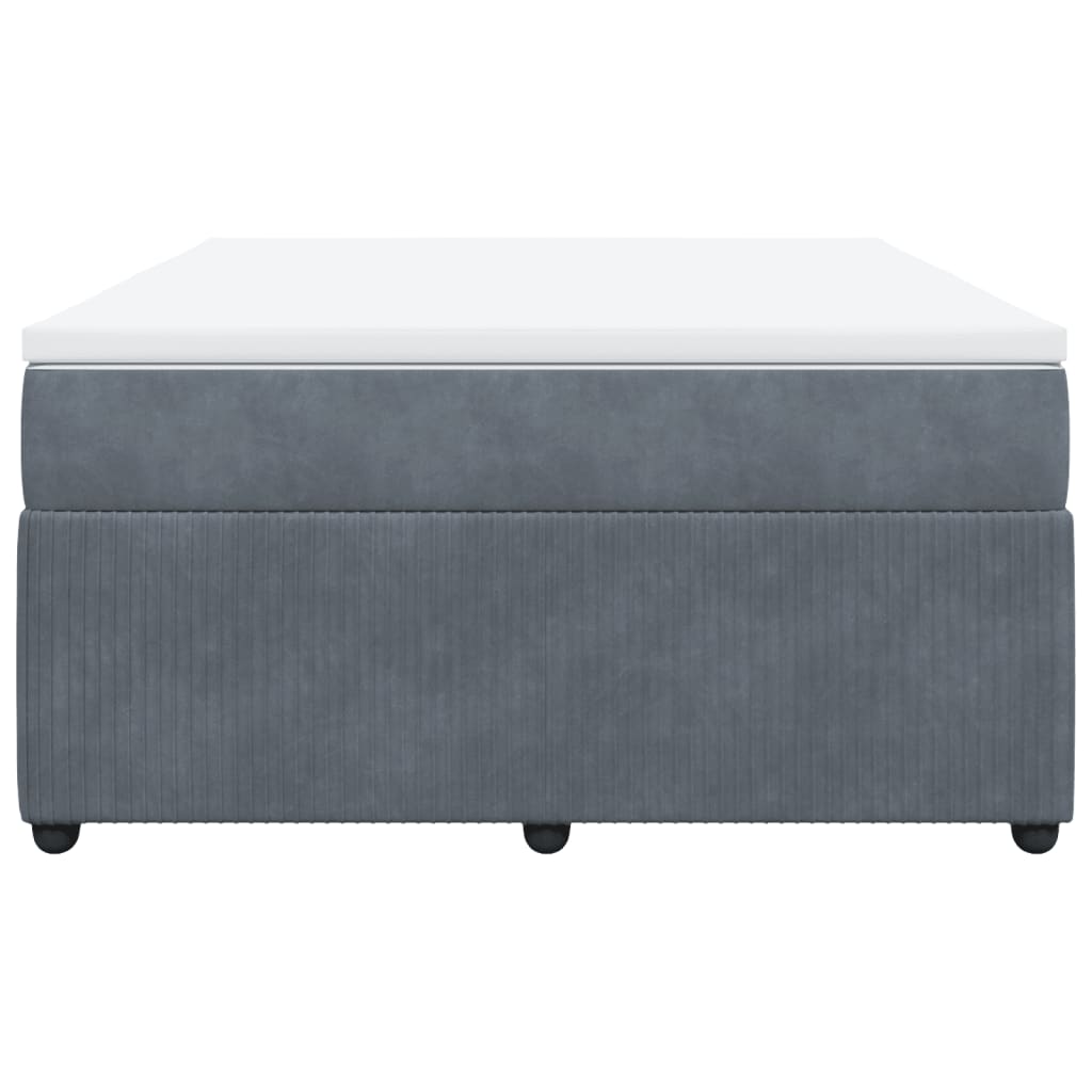 Box Spring Bed with Mattress Dark Grey Double Velvet