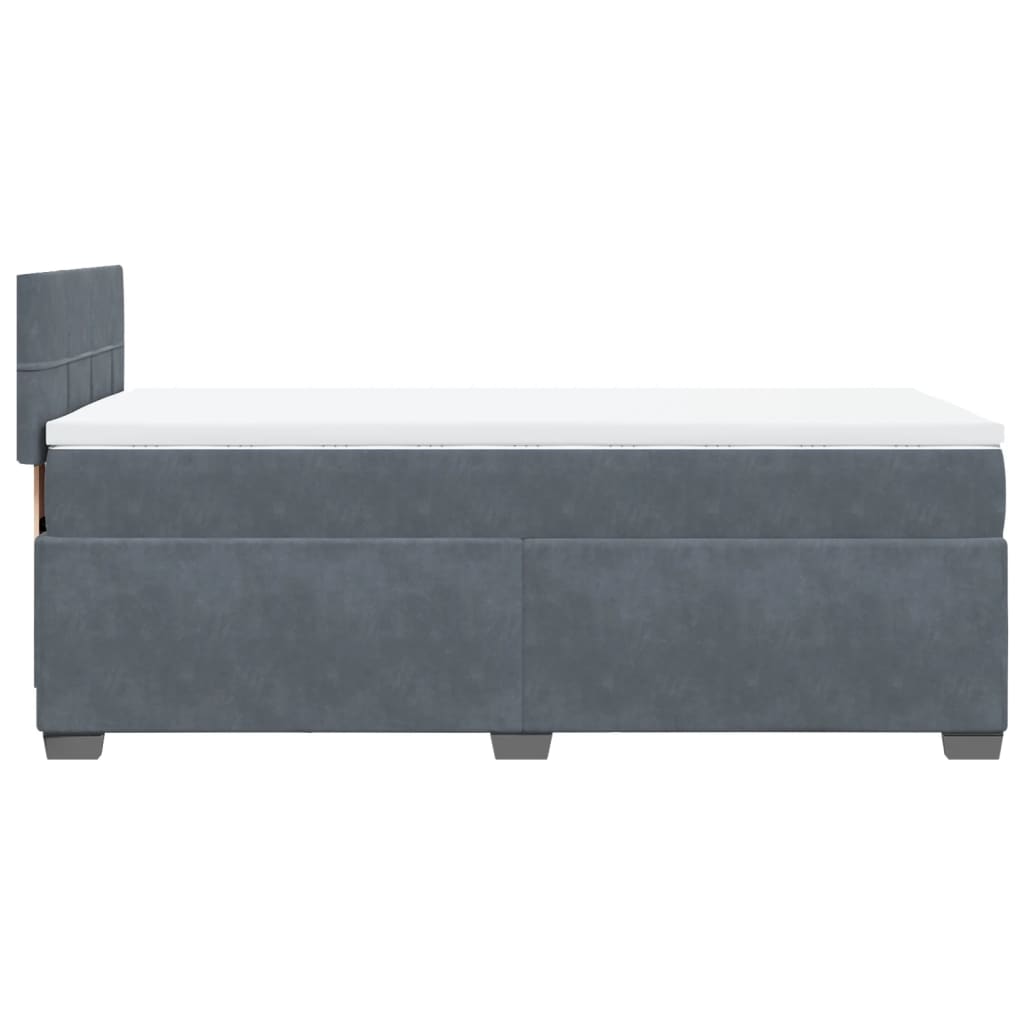 Box Spring Bed with Mattress Dark Grey King Single Fabric