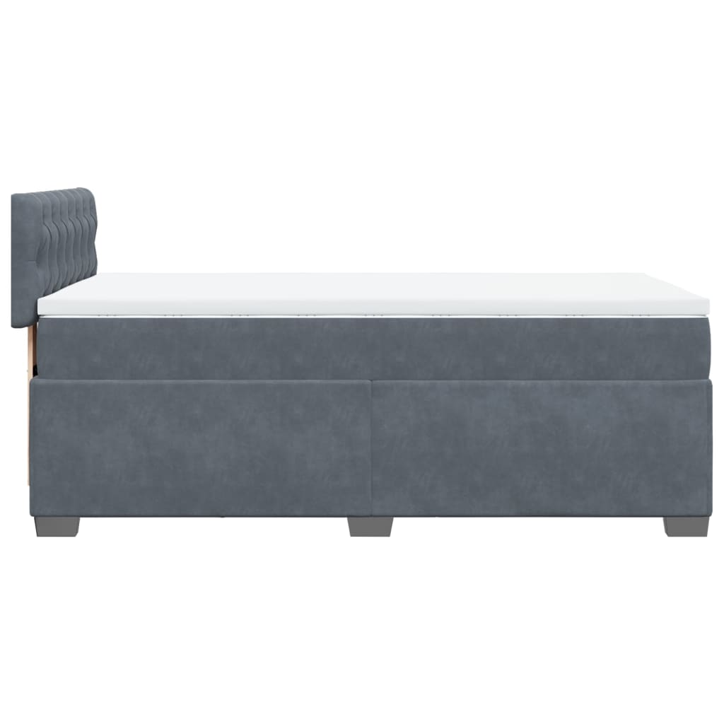 Box Spring Bed with Mattress Dark Grey King Single Fabric