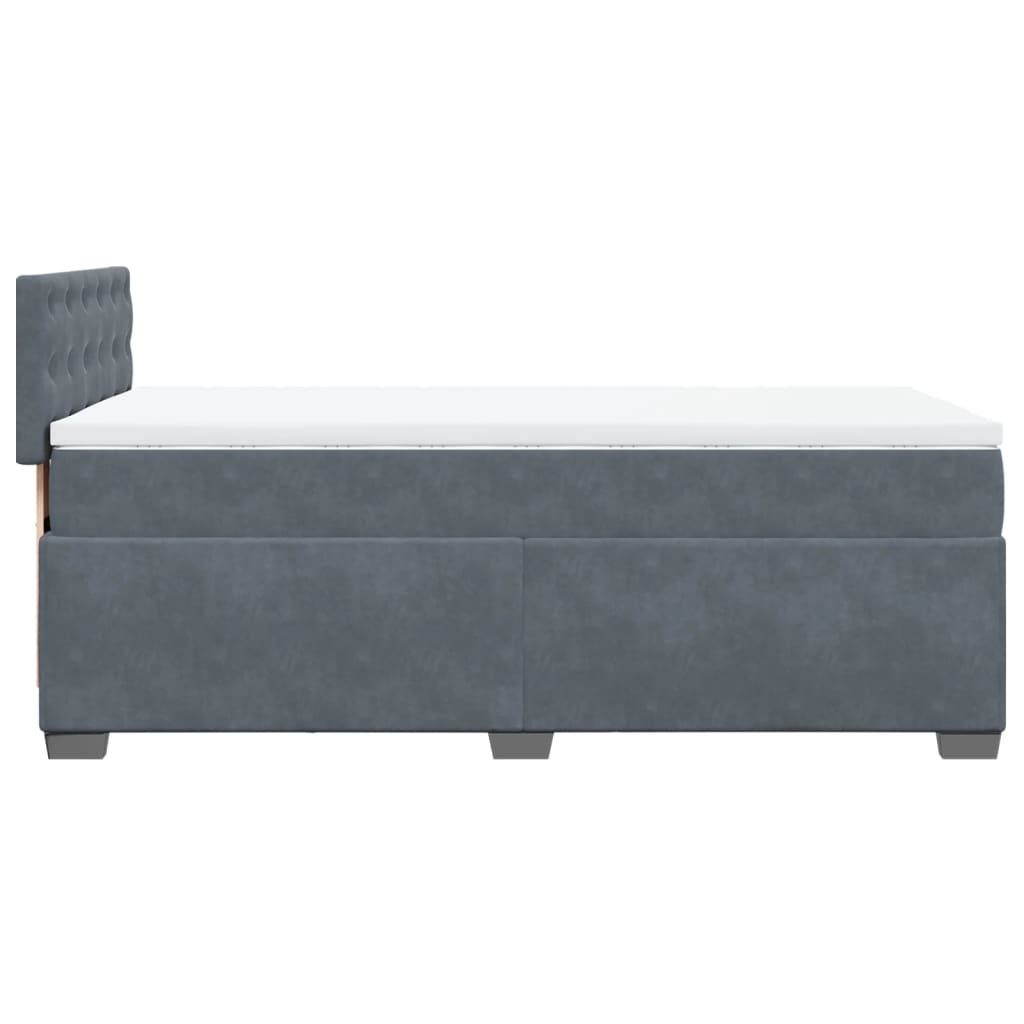 Box Spring Bed with Mattress Dark Grey King Single Fabric