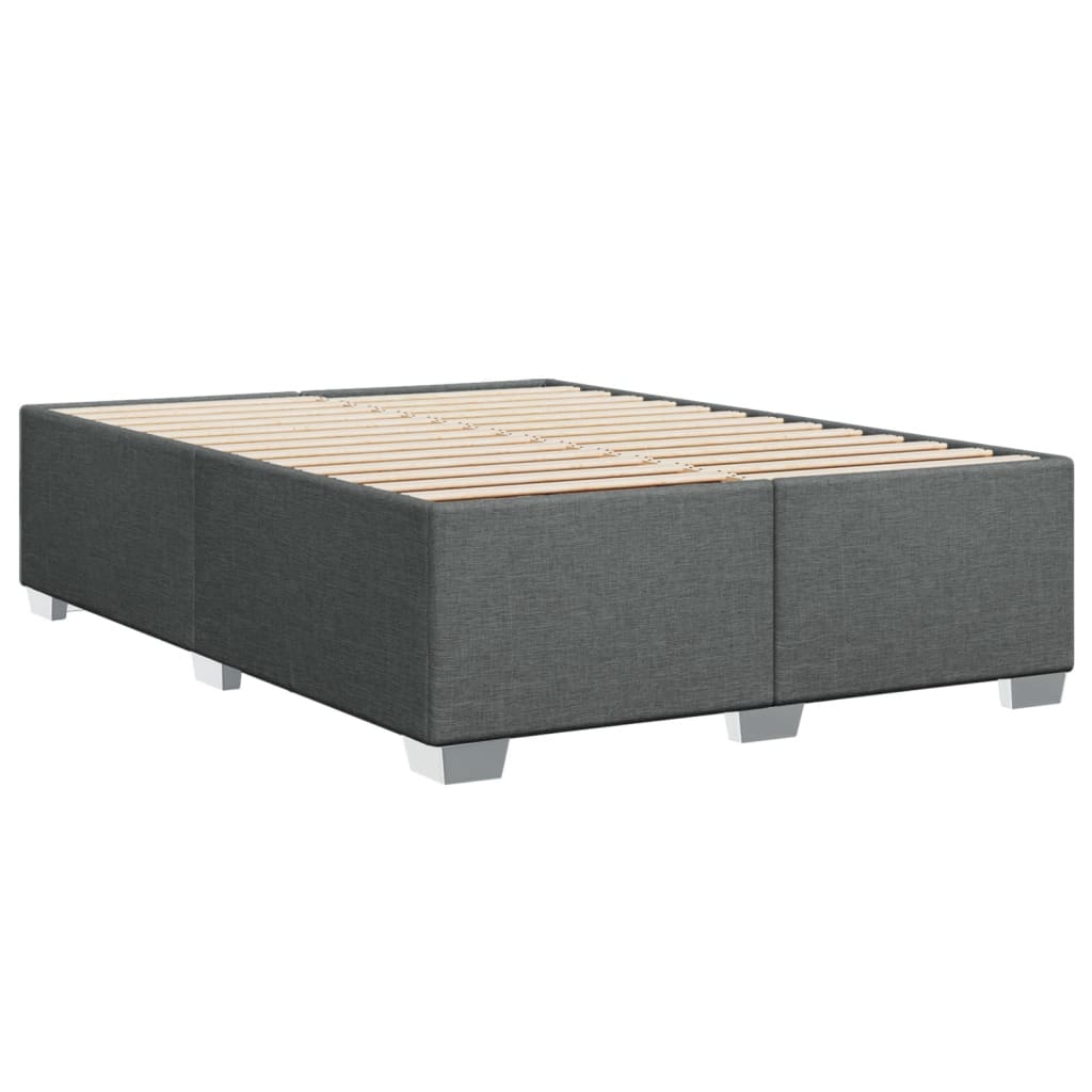 Box Spring Bed with Mattress Dark Grey Double Fabric