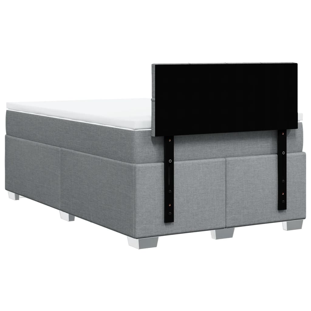 Box Spring Bed with Mattress Dark Grey Double Fabric