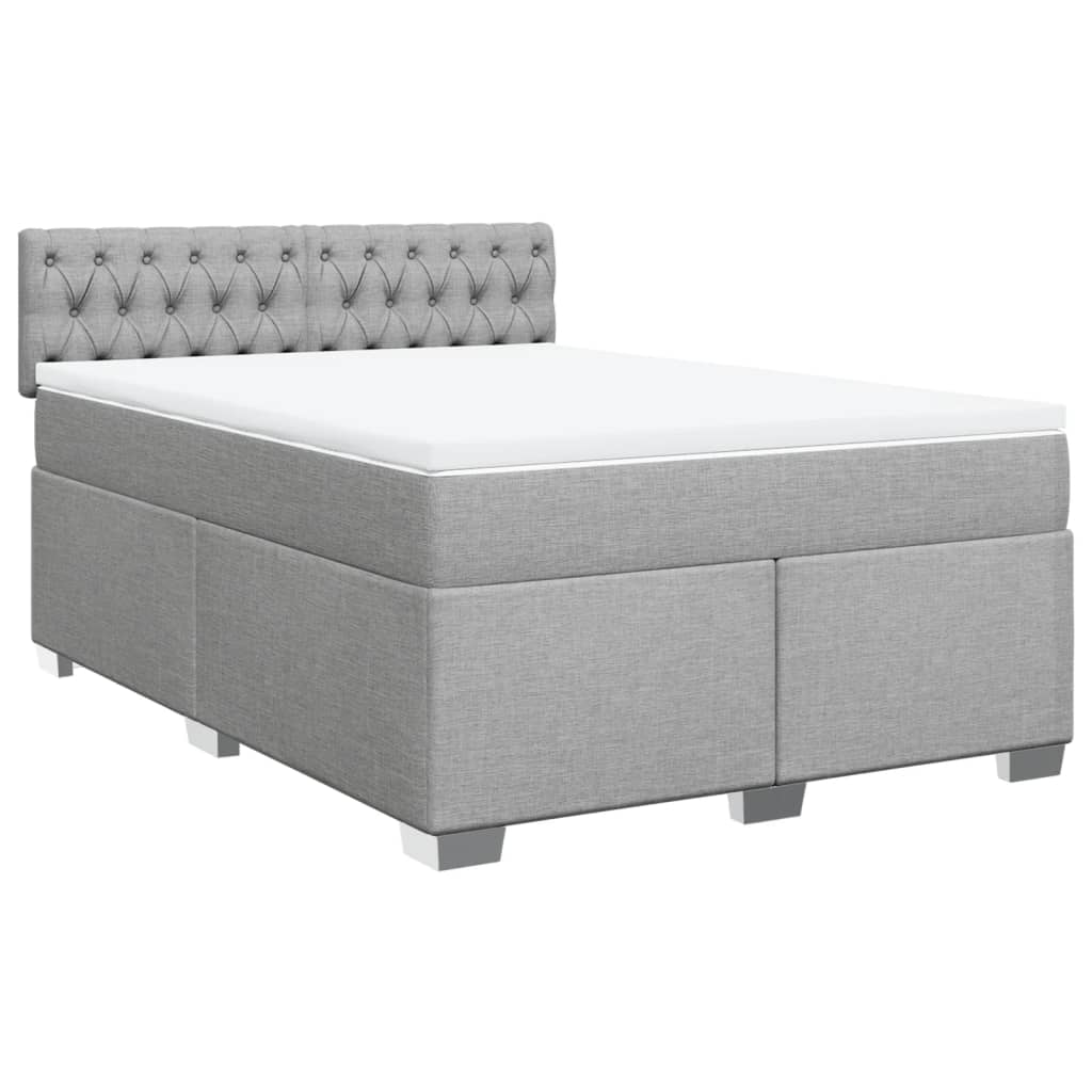 Box Spring Bed with Mattress Dark Grey Double Fabric