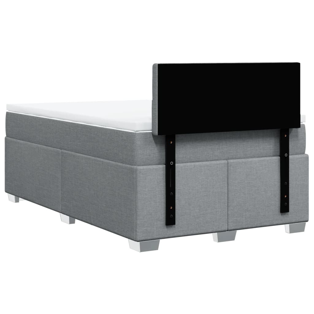 Box Spring Bed with Mattress Dark Grey Double Fabric