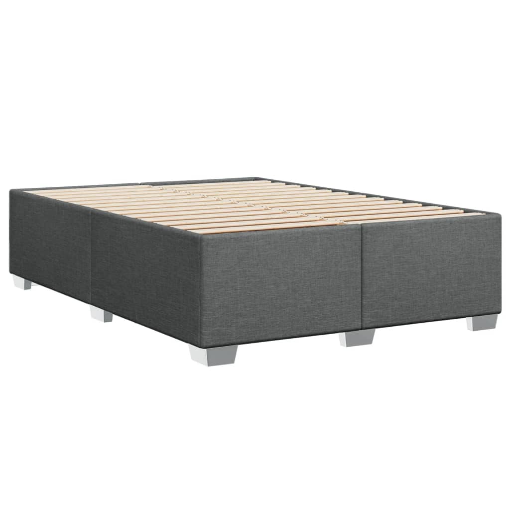 Box Spring Bed with Mattress Dark Grey Queen Fabric